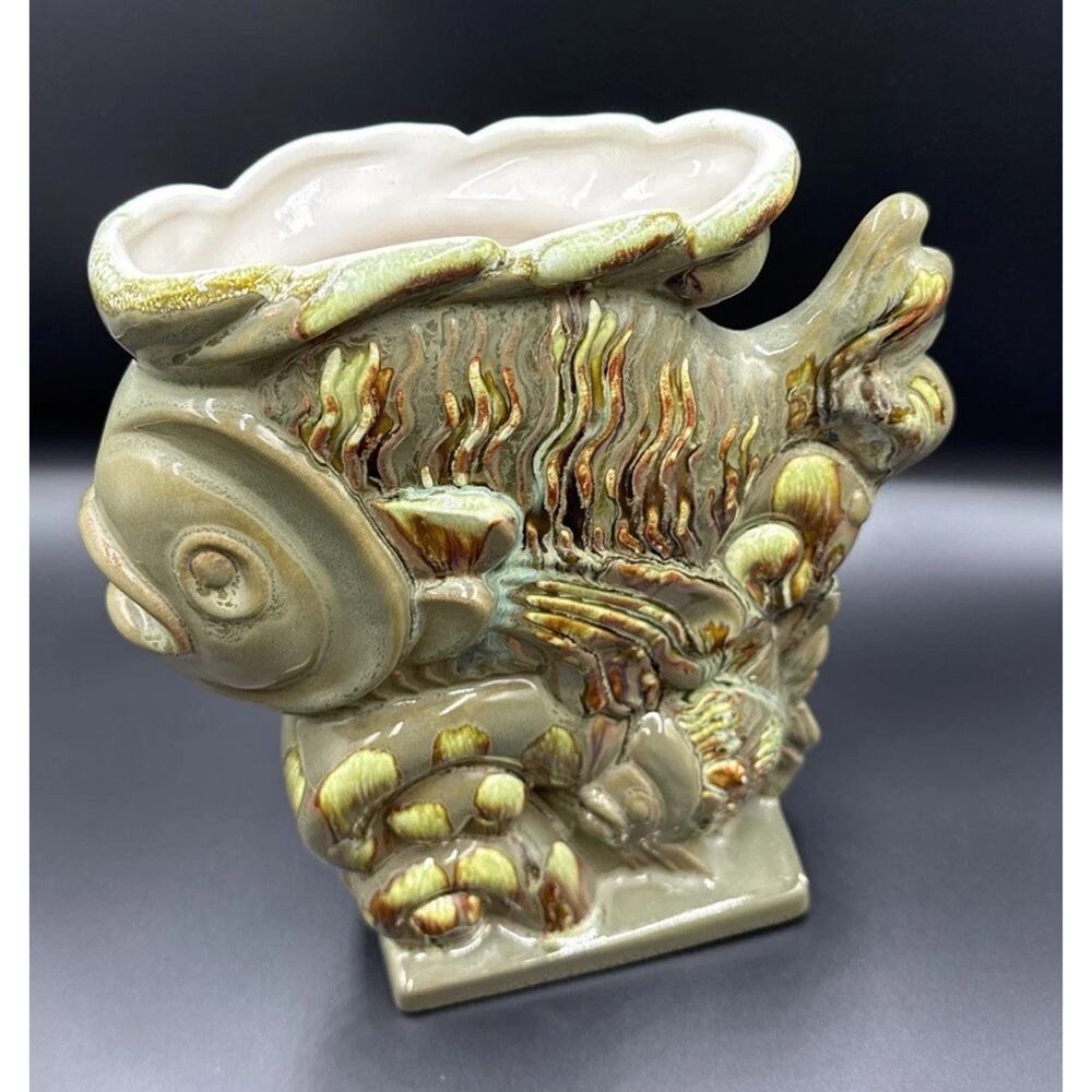 Vintage Royal Haeger Fish Vase Statue R742 Ed Blas Glaze Collection 11” Tall - Picture 2 of 9